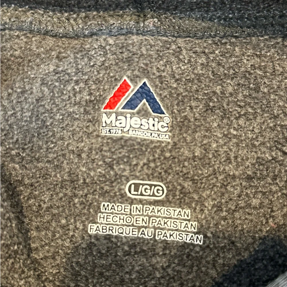 New England PATRIOTS Majestic Sweatshirt Hoodie Sz LARGE Dark Gray Pat Patriot